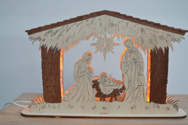 crèche led noel bois