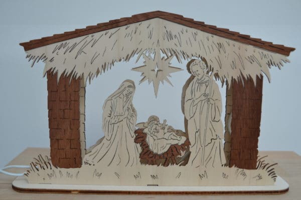 crèche led noel bois