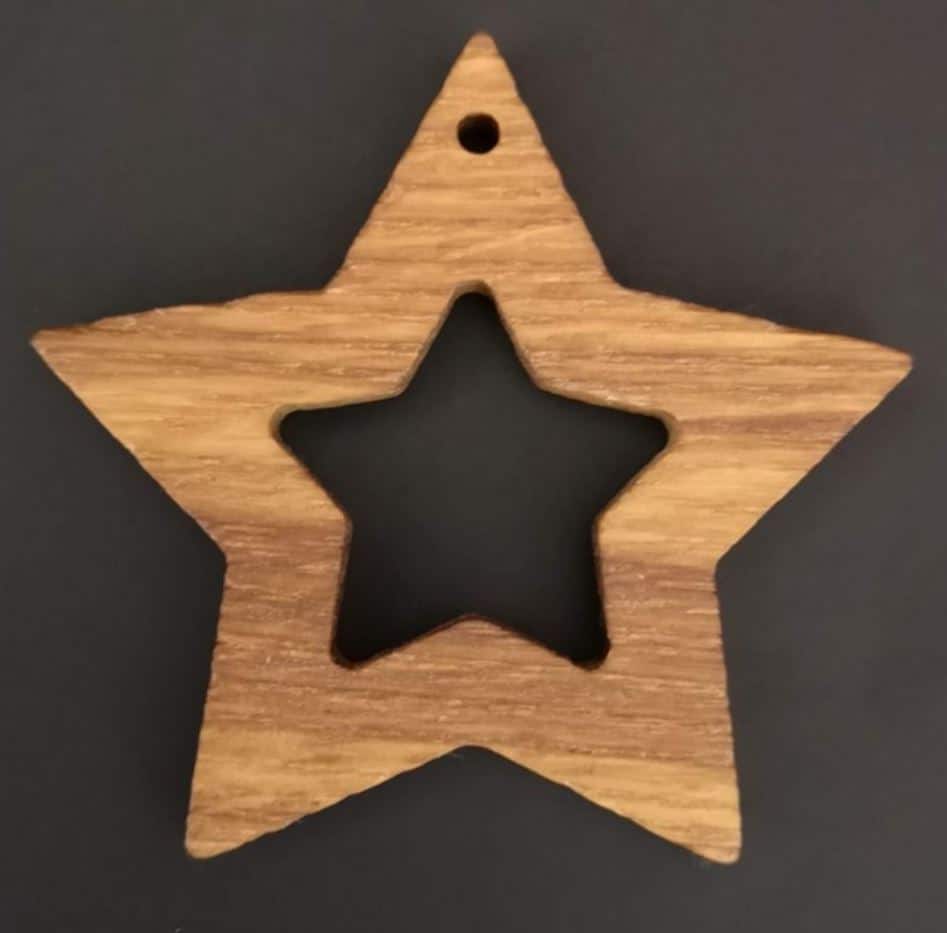 Décoration pour sapin, modèle étoile, en bois de hêtre, 6 cm