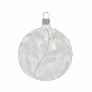 boule transparente feuilles argentees