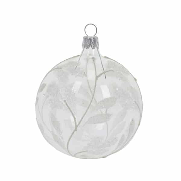 boule transparente feuilles argentees