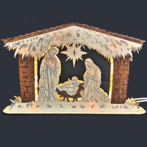 crèche led noel bois