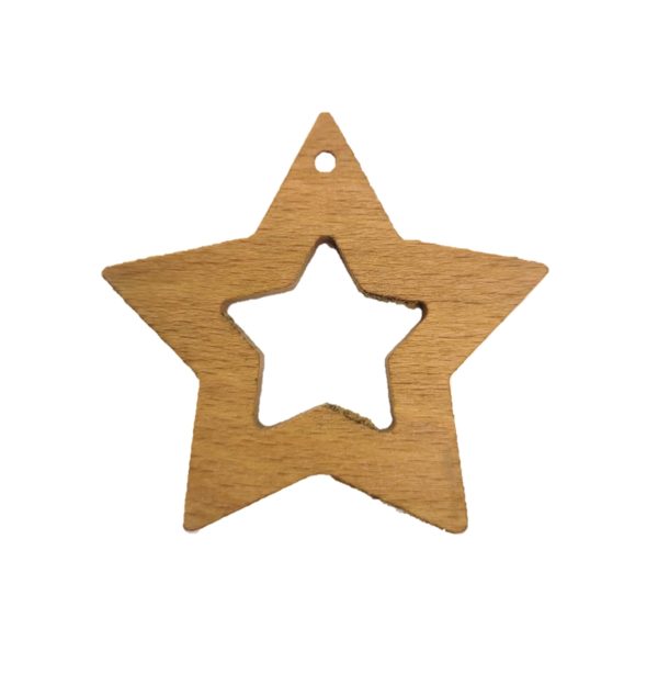 Décoration en bois pour sapin, étoile 6 cm