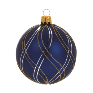 boule noel bleu fonce fils d'or