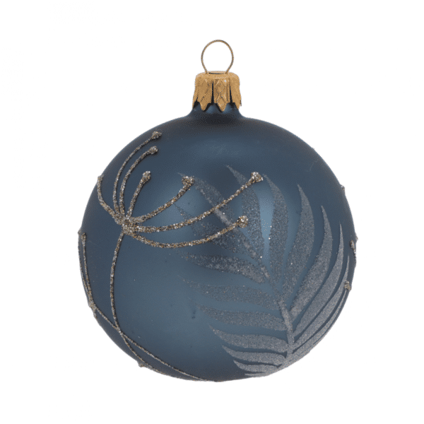Boule de Noël en verre bleu, collection tendance 8 cm
