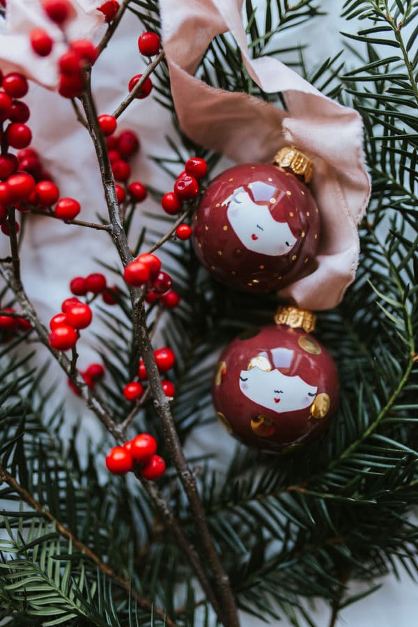 boule noel ceramique rouge