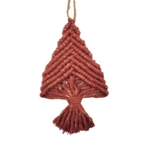 deco noel macrame petit sapin rouge