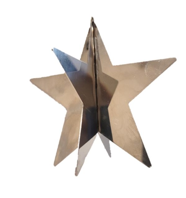 Etoile de Noël 3D, métal couleur argent, 8 cm
