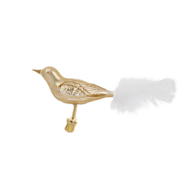Boule de Noël en verre, oiseau doré