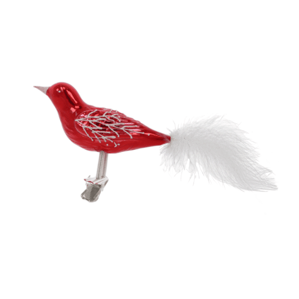Boule de Noël en verre, grand oiseau rouge