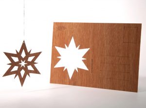 carte postale en bois étoiles décoration de noël